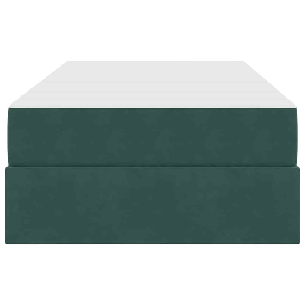 Aufbewahrungsbett mit Matratze Dunkelgrün 90 x 200 cm Samt