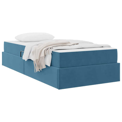 vidaXL Aufbewahrungsbett mit Matratze Dunkelblau 90 x 200 cm Samt