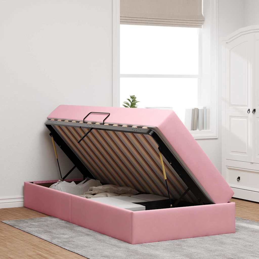 vidaXL Aufbewahrungsbett mit Matratze Rosa 90 x 200 cm Samt