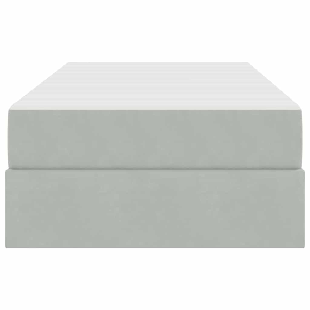 Aufbewahrungsbett mit Matratze Hellgrau 100 x 200 cm Samt