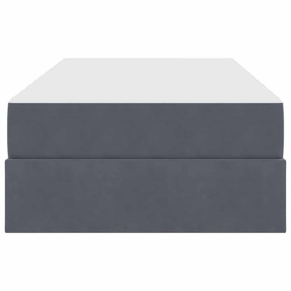Aufbewahrungsbett mit Matratze Dunkelgrau 100 x 200 cm Samt