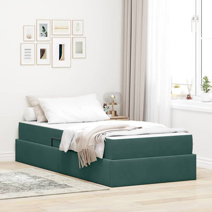 vidaXL Aufbewahrungsbett mit Matratze Dunkelgrün 100 x 200 cm Samt