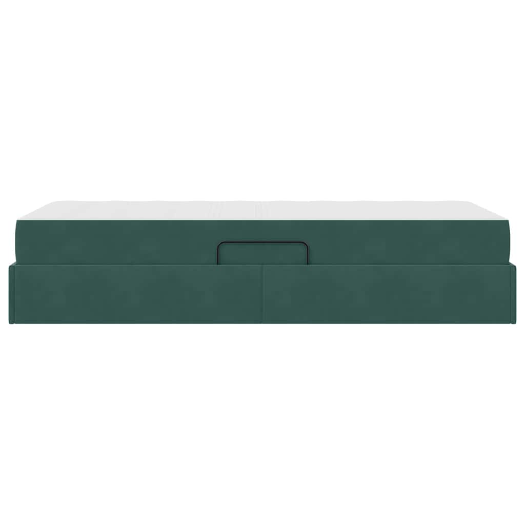 vidaXL Aufbewahrungsbett mit Matratze Dunkelgrün 100 x 200 cm Samt