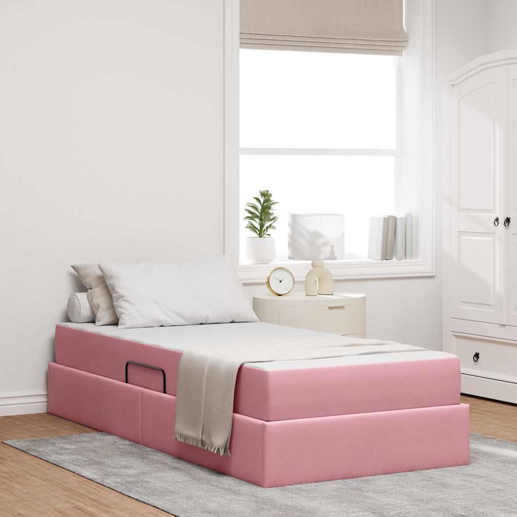 vidaXL Aufbewahrungsbett mit Matratze Rosa 100 x 200 cm Samt