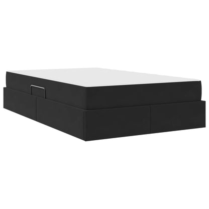 Aufbewahrungsbett mit Matratze Schwarz 120 x 190 cm Samt