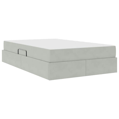 Aufbewahrungsbett mit Matratze Hellgrau 120 x 200 cm Samt