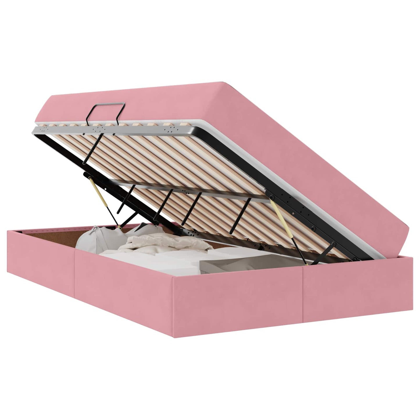 Aufbewahrungsbett mit Matratze Rosa 120 x 200 cm Samt