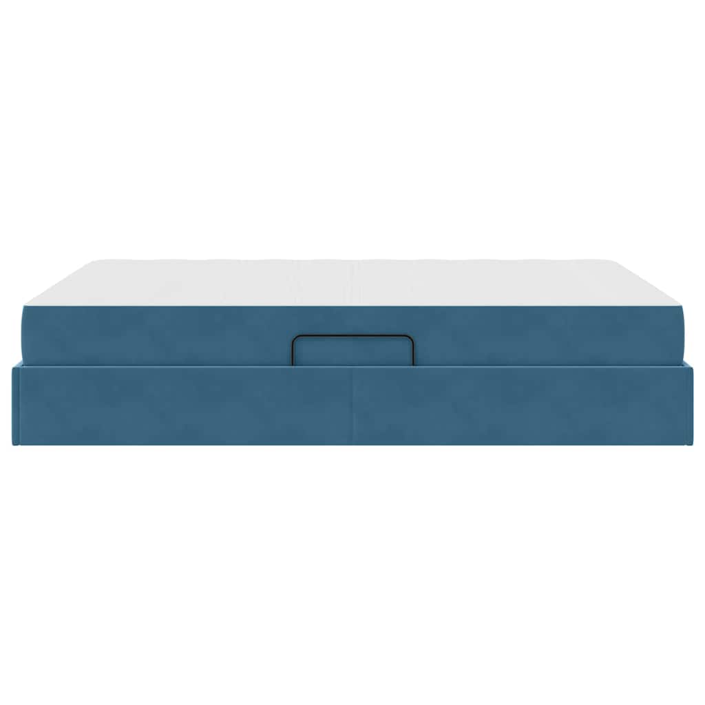 Aufbewahrungsbett mit Matratze Dunkelblau 140 x 190 cm Samt