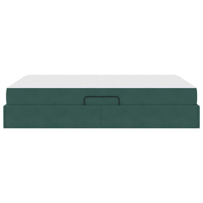 Aufbewahrungsbett mit Matratze Dunkelgrün 140 x 200 cm Samt