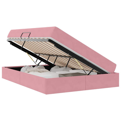 Aufbewahrungsbett mit Matratze Rosa 140 x 200 cm Samt