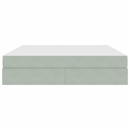 Aufbewahrungsbett mit Matratze Hellgrau 160 x 200 cm Samt