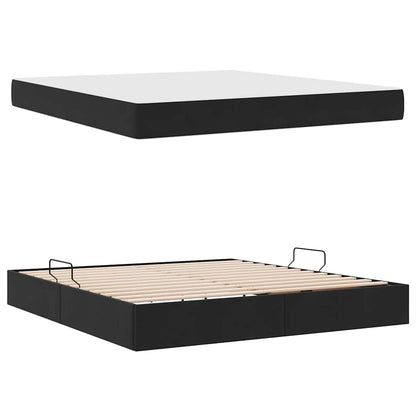 Aufbewahrungsbett mit Matratze Schwarz 160 x 200 cm Samt