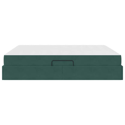 Aufbewahrungsbett mit Matratze Dunkelgrün 160 x 200 cm Samt