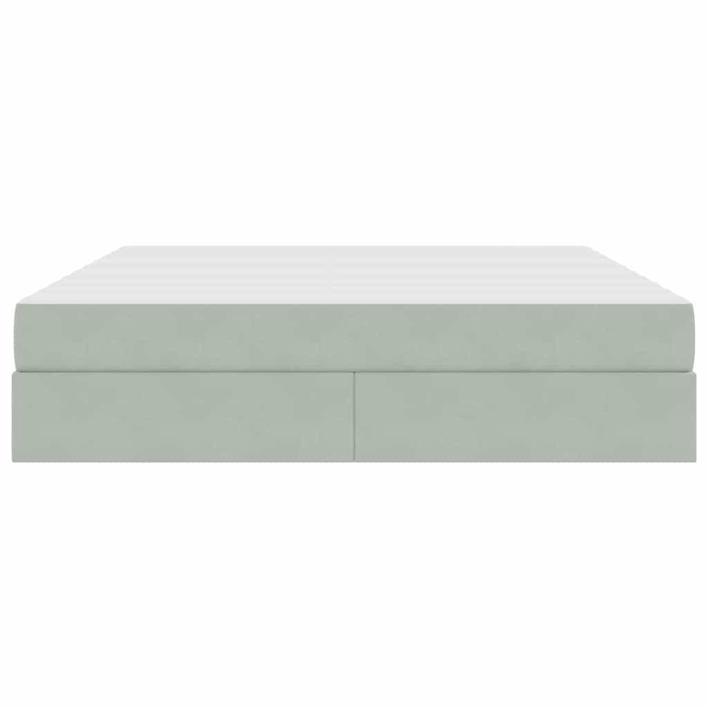 Aufbewahrungsbett mit Matratze Hellgrau 180 x 200 cm Samt