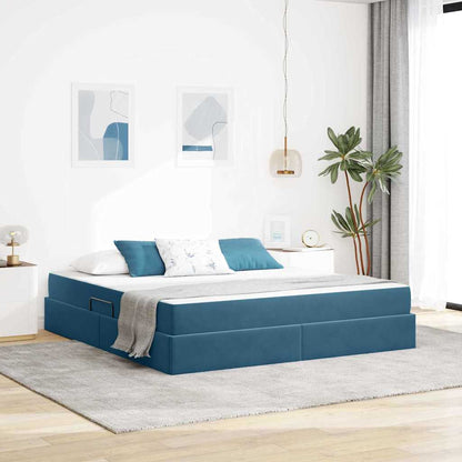 vidaXL Aufbewahrungsbett mit Matratze Dunkelblau 180 x 200 cm Samt
