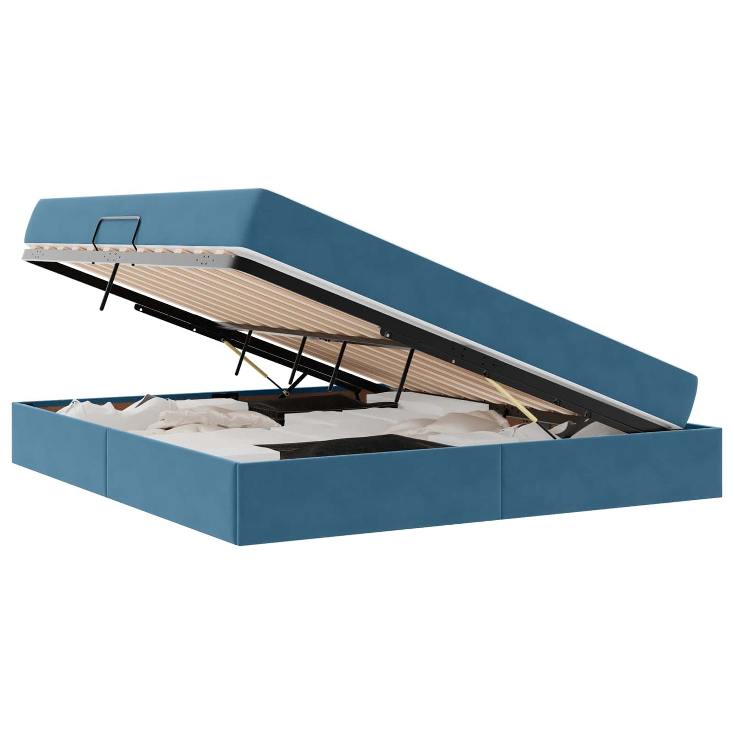 vidaXL Aufbewahrungsbett mit Matratze Dunkelblau 180 x 200 cm Samt