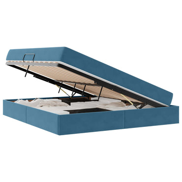 vidaXL Aufbewahrungsbett mit Matratze Dunkelblau 180 x 200 cm Samt