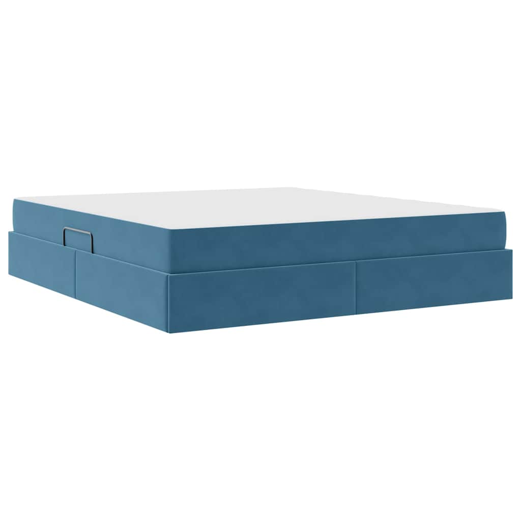 vidaXL Aufbewahrungsbett mit Matratze Dunkelblau 180 x 200 cm Samt