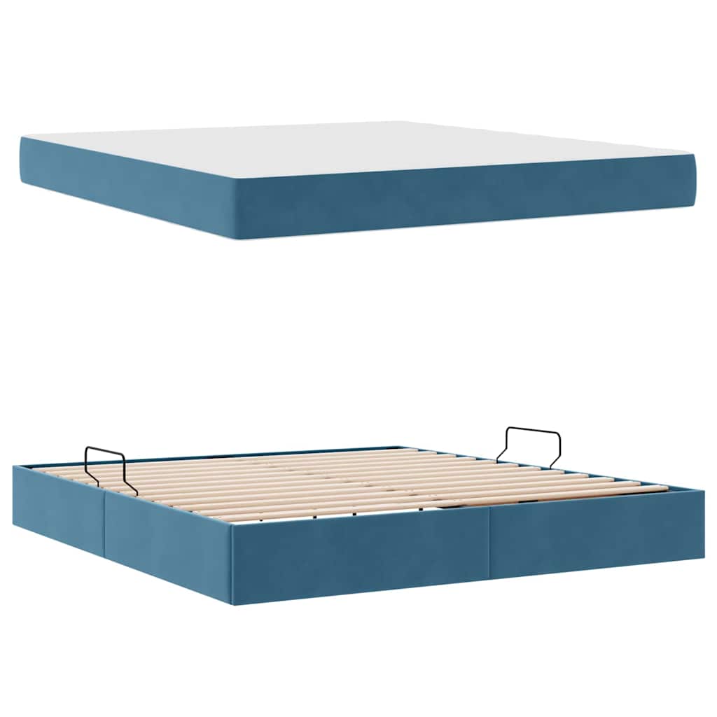 vidaXL Aufbewahrungsbett mit Matratze Dunkelblau 180 x 200 cm Samt