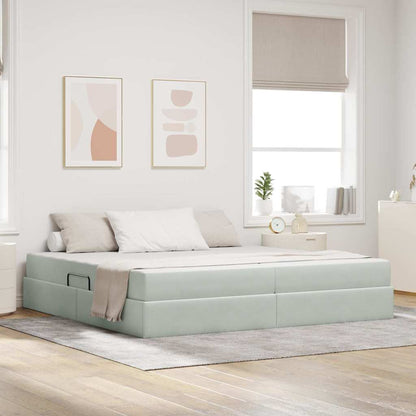 vidaXL Aufbewahrungsbett mit Matratze Hellgrau 200 x 200 cm Samt