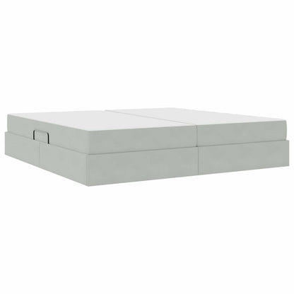 vidaXL Aufbewahrungsbett mit Matratze Hellgrau 200 x 200 cm Samt