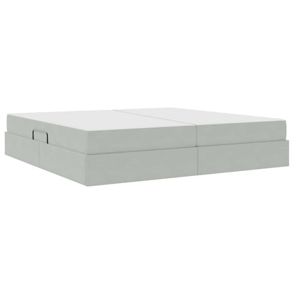 vidaXL Aufbewahrungsbett mit Matratze Hellgrau 200 x 200 cm Samt