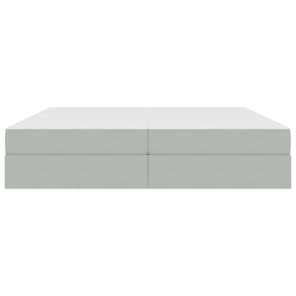 vidaXL Aufbewahrungsbett mit Matratze Hellgrau 200 x 200 cm Samt