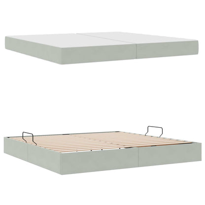 vidaXL Aufbewahrungsbett mit Matratze Hellgrau 200 x 200 cm Samt