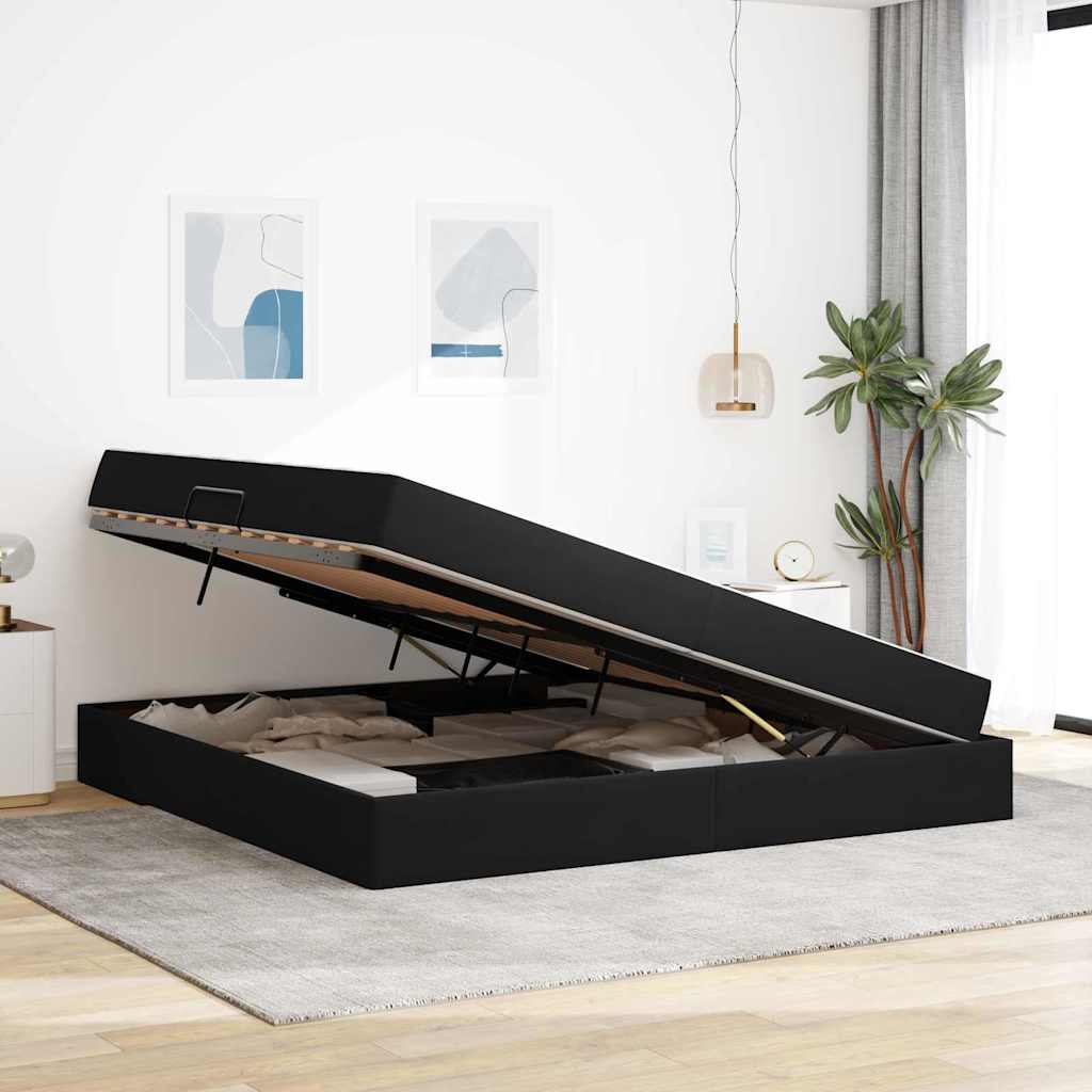 vidaXL Aufbewahrungsbett mit Matratze Schwarz 200 x 200 cm Samt