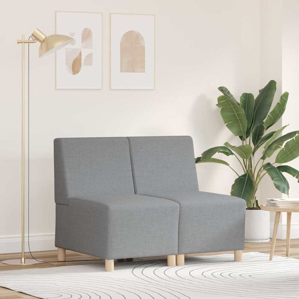 vidaXL Canapé modulaire sans accoudoirs 2 pcs Gris clair 55 x 74 x 82 cm Tissu