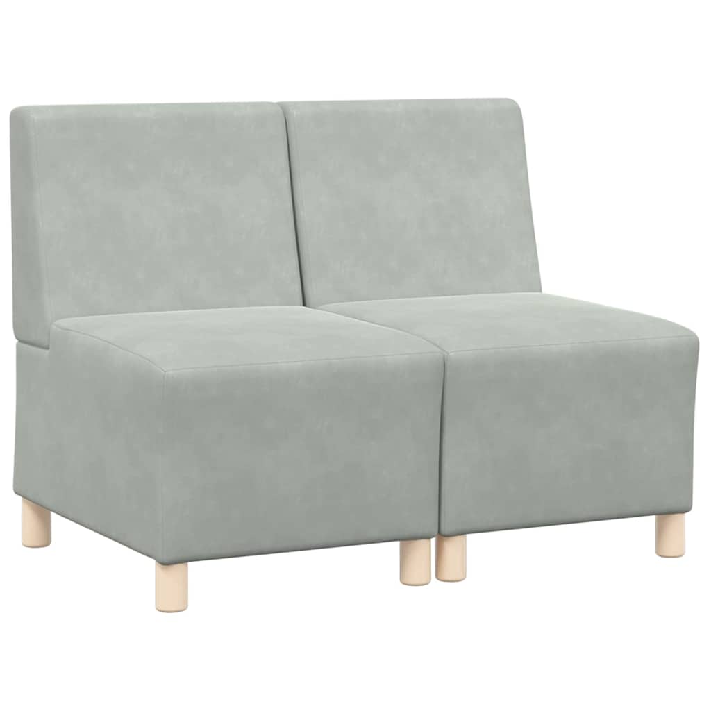 vidaXL Canapé modulaire sans accoudoirs 2 pcs Gris clair 55 x 74 x 82 cm Velours