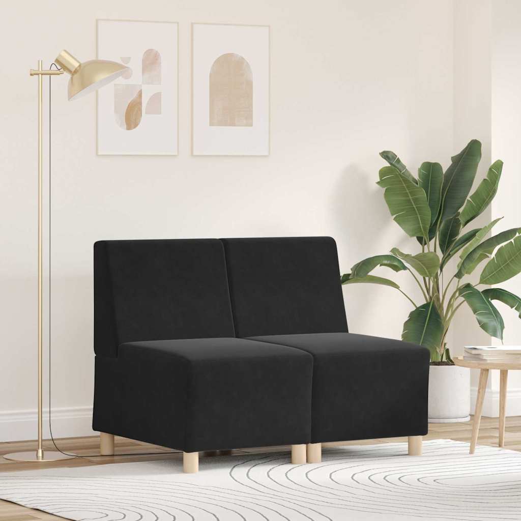 vidaXL Canapé modulable sans accoudoirs 2 pcs Noir 55 x 74 x 82 cm Velours