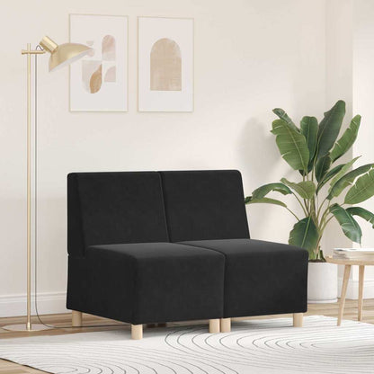 vidaXL Canapé modulable sans accoudoirs 2 pcs Noir 55 x 74 x 82 cm Velours