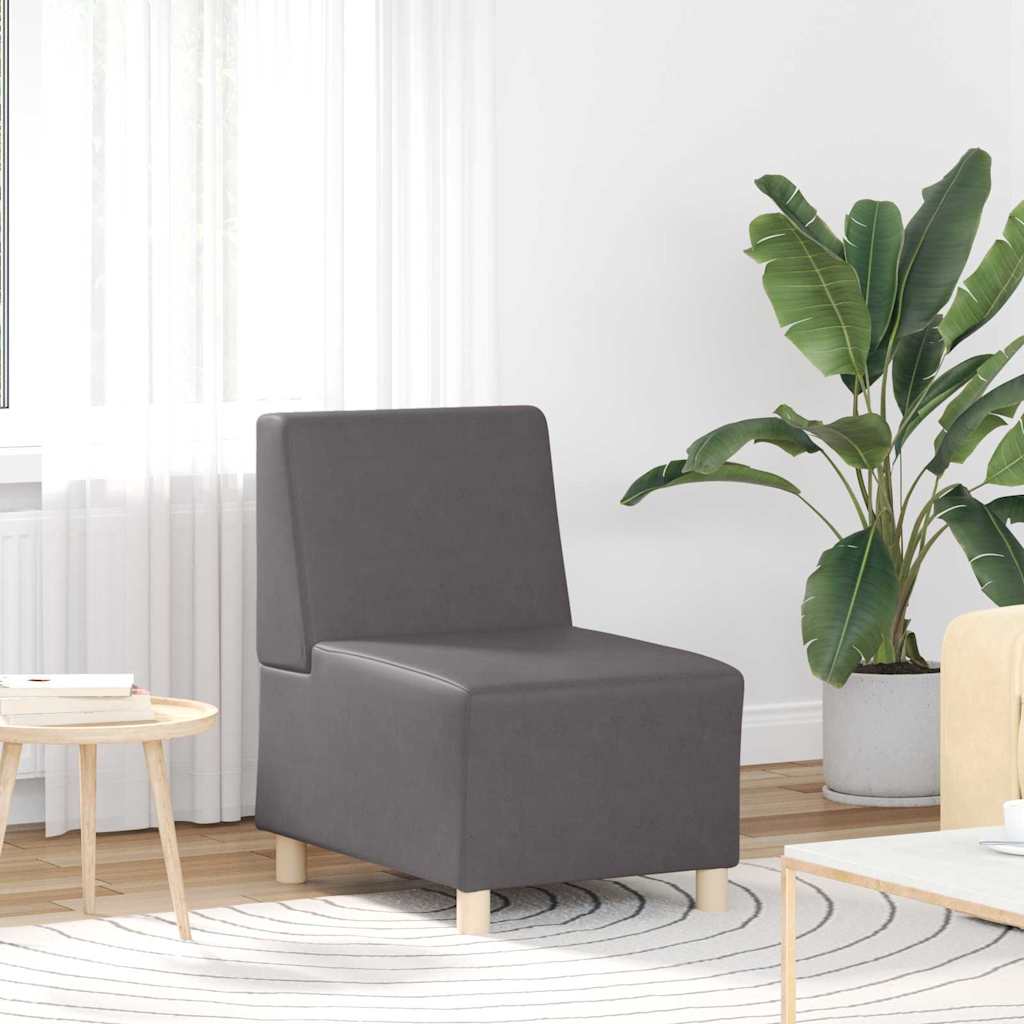 vidaXL Canapé modulable sans accoudoirs 2 pcs Gris 55 x 74 x 82 cm Similicuir