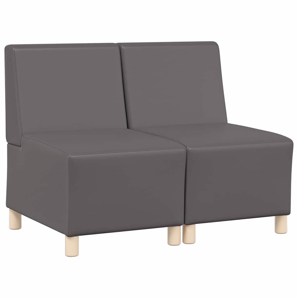 vidaXL Canapé modulable sans accoudoirs 2 pcs Gris 55 x 74 x 82 cm Similicuir