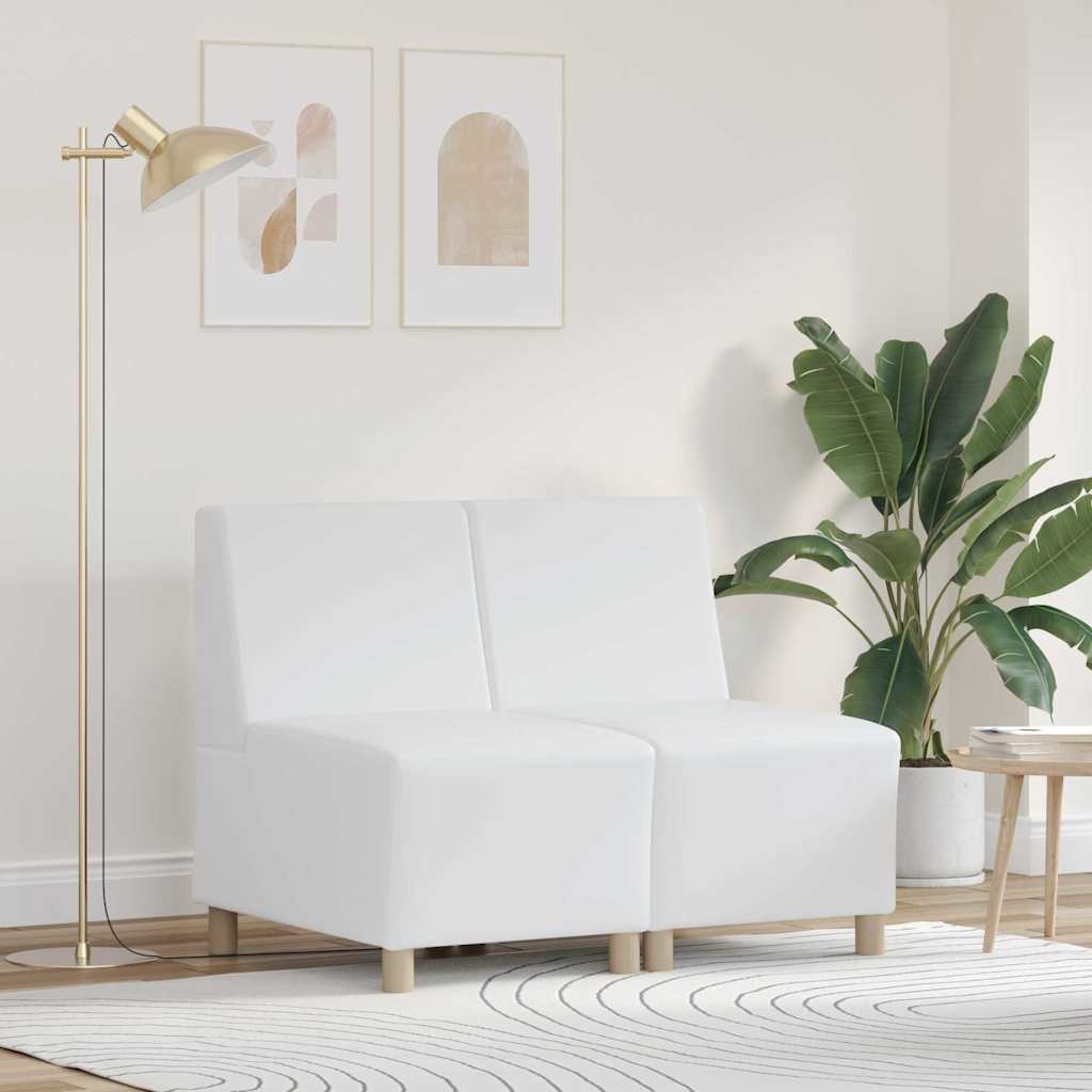 vidaXL Canapé modulaire sans accoudoirs 2 pcs Blanc 55 x 74 x 82 cm Similicuir