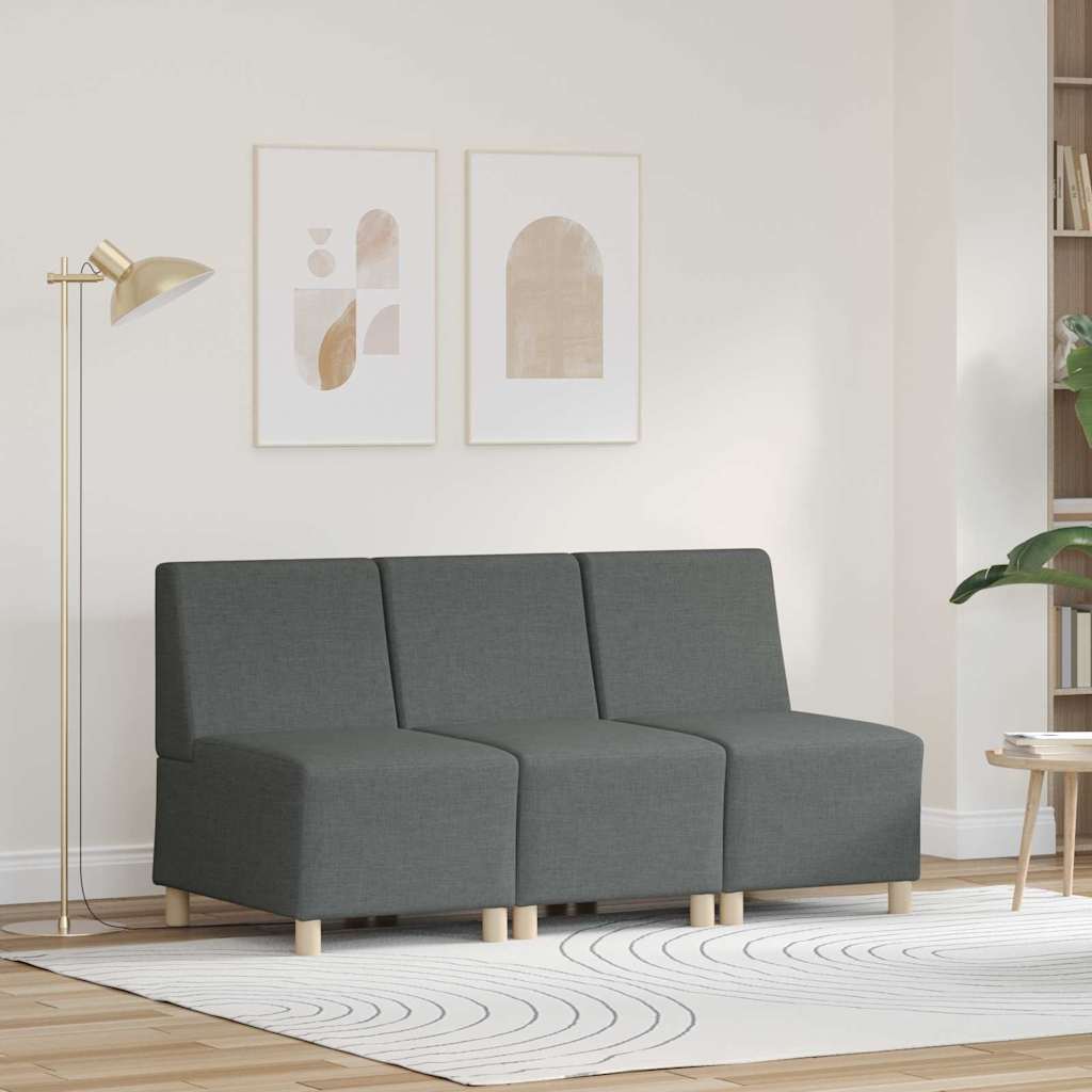 vidaXL Canapé modulable sans accoudoirs 3 pcs Gris foncé 55 x 74 x 82 cm Tissu