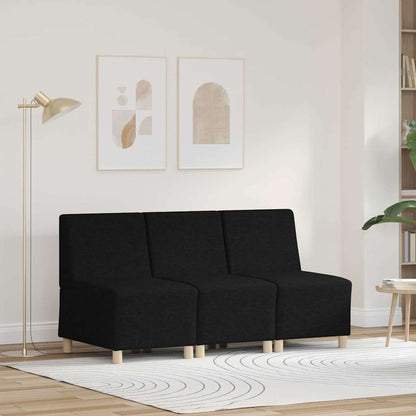vidaXL Canapé modulaire sans accoudoirs 3 pcs Noir 55 x 74 x 82 cm Tissu