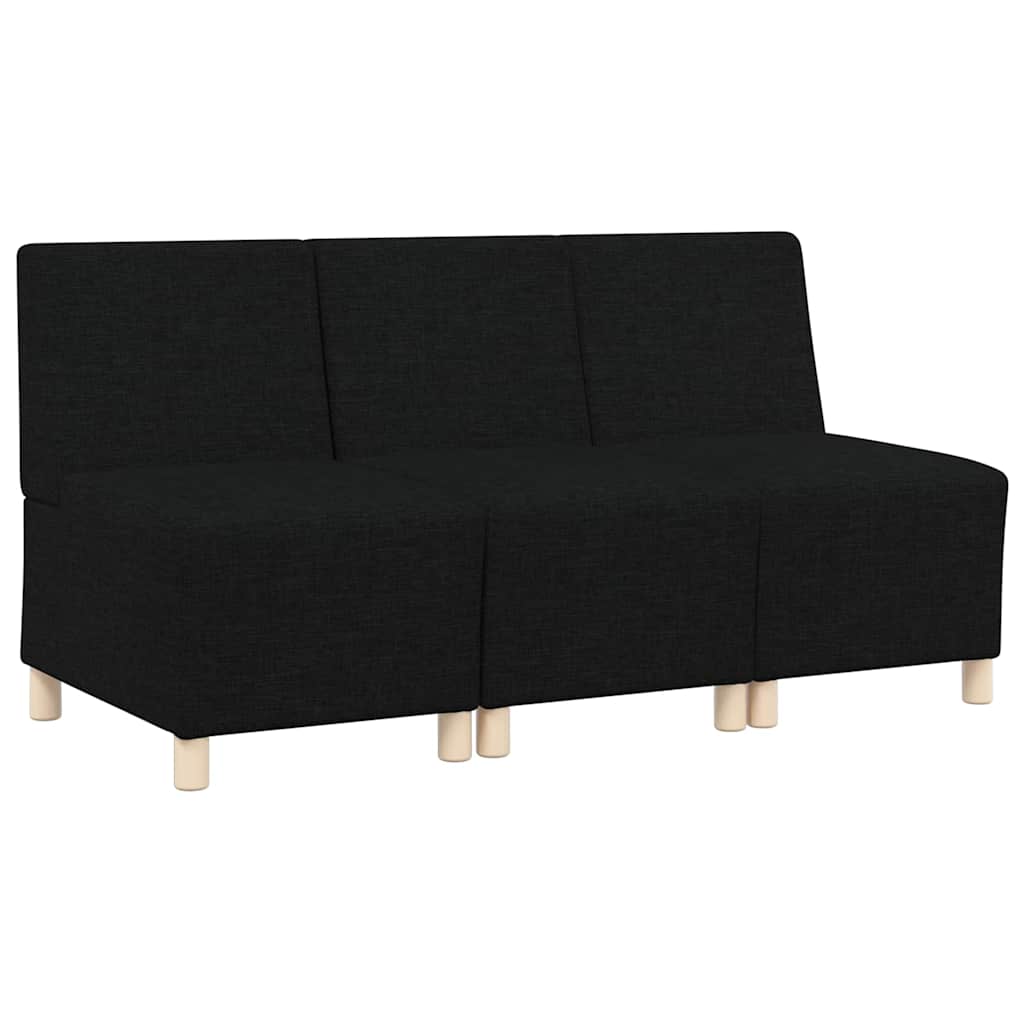 vidaXL Canapé modulaire sans accoudoirs 3 pcs Noir 55 x 74 x 82 cm Tissu