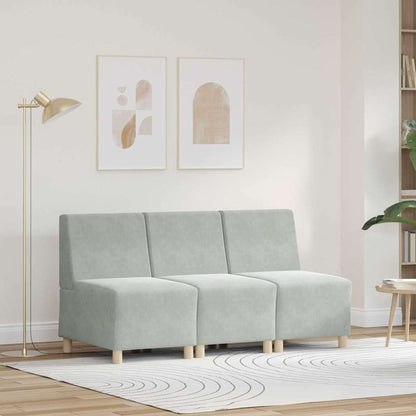 vidaXL Canapé modulaire sans accoudoirs 3 pièces Gris clair 55 x 74 x 82 cm Velours