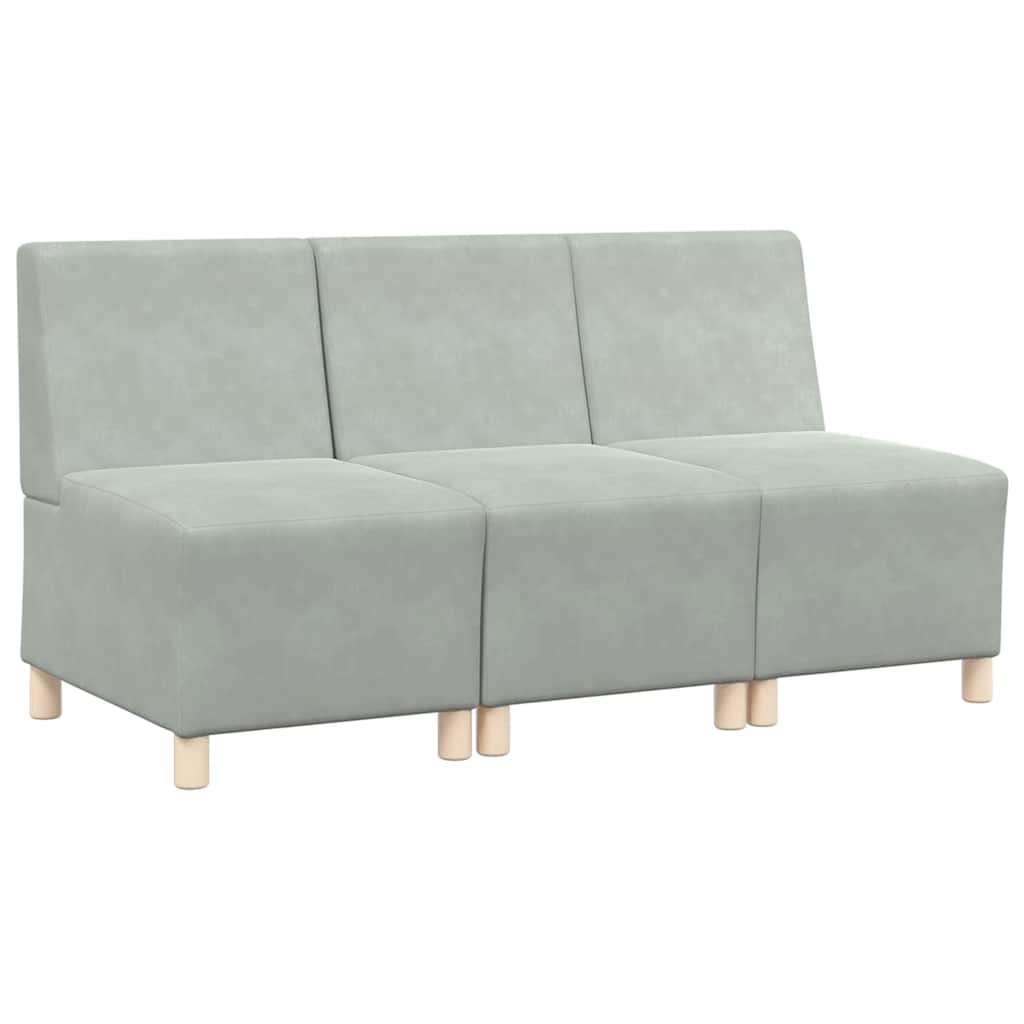 vidaXL Canapé modulaire sans accoudoirs 3 pièces Gris clair 55 x 74 x 82 cm Velours