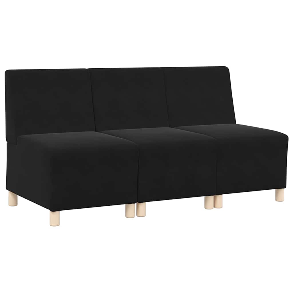 vidaXL Canapé modulable sans accoudoirs 3 pcs Noir 55 x 74 x 82 cm Velours