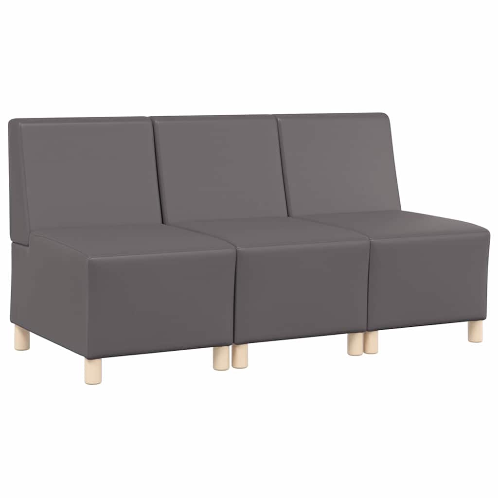 vidaXL Modulares Armfreies Sofa 3 pcs Grau 55 x 74 x 82 cm Kunstleder