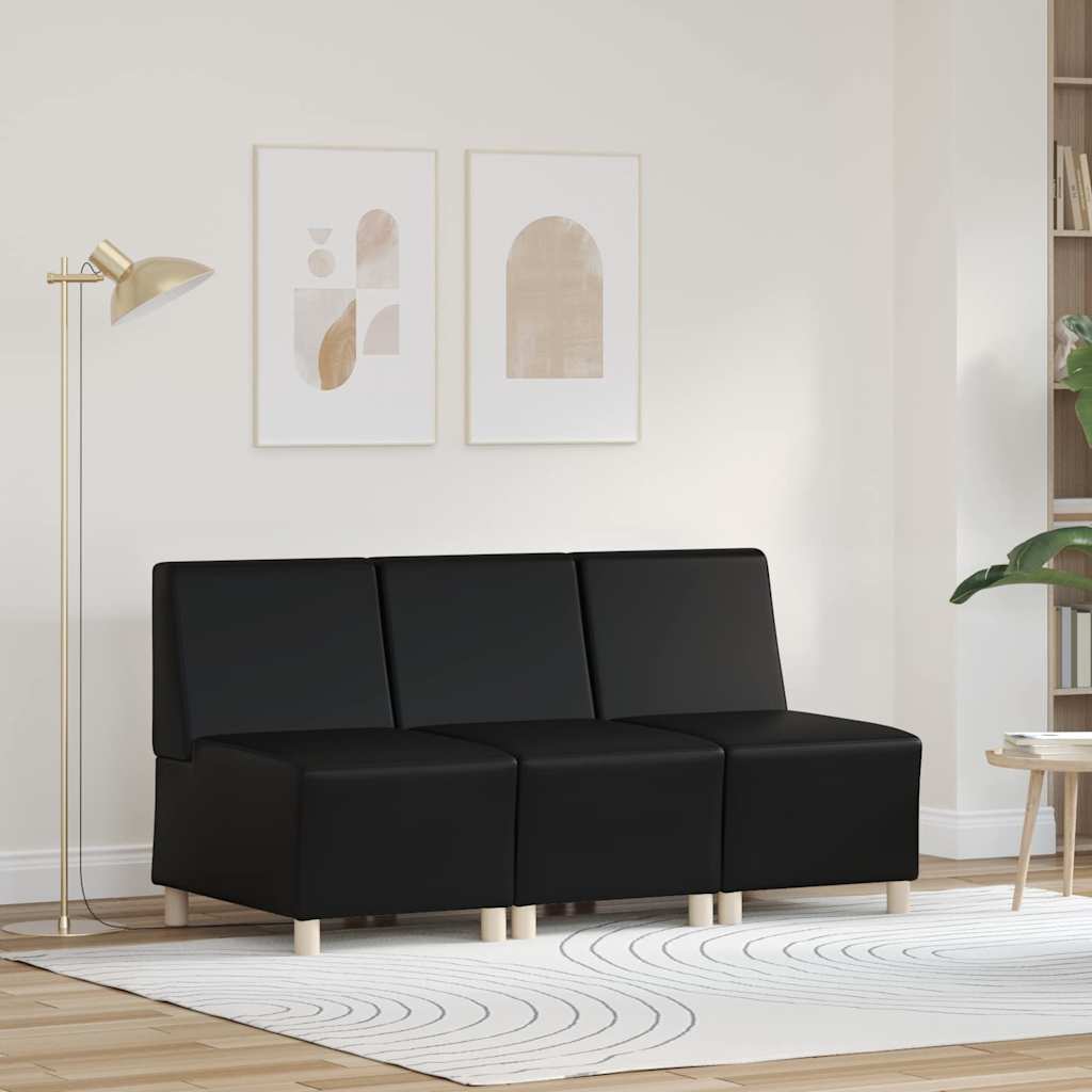 vidaXL Canapé modulaire sans accoudoirs 3 pcs Noir 55 x 74 x 82 cm