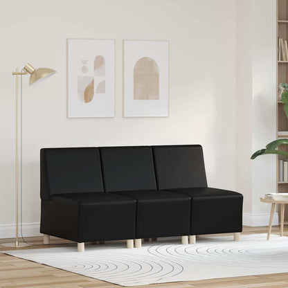 vidaXL Canapé modulaire sans accoudoirs 3 pcs Noir 55 x 74 x 82 cm