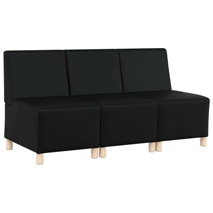 vidaXL Canapé modulaire sans accoudoirs 3 pcs Noir 55 x 74 x 82 cm