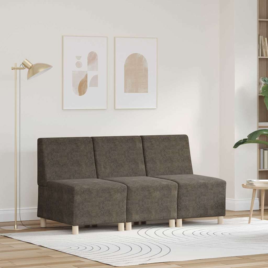 vidaXL Modulares Armfreies Sofa 3 pcs Dunkelgrau 55 x 74 x 82 cm