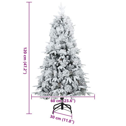 vidaXL Sapin de Noël artificiel à charnières, enneigé, blanc, 120 cm