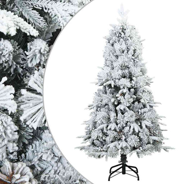 vidaXL Künstlicher Scharnier-Weihnachtsbaum schneebedeckt Weiß 150 cm