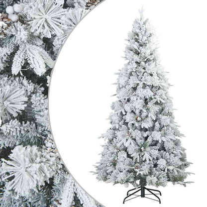 vidaXL Künstlicher Scharnier-Weihnachtsbaum schneebedeckt Weiß 180 cm